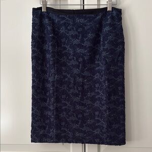 Textured Navy Stretch Skirt